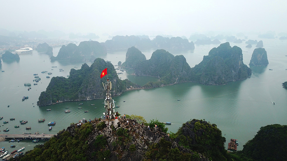 View of Halong City and surrounding bays from Bai Tho Mountain