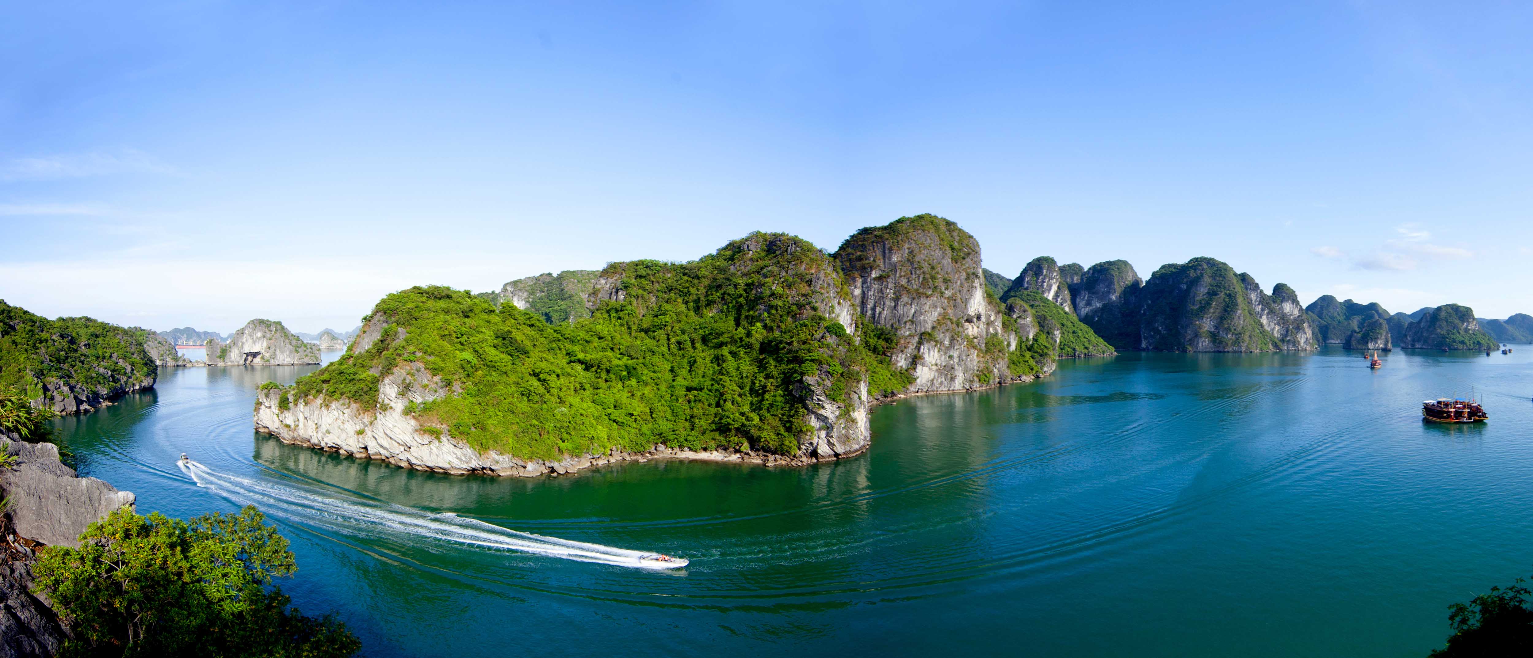 Panoramic view of Ha Long Bay