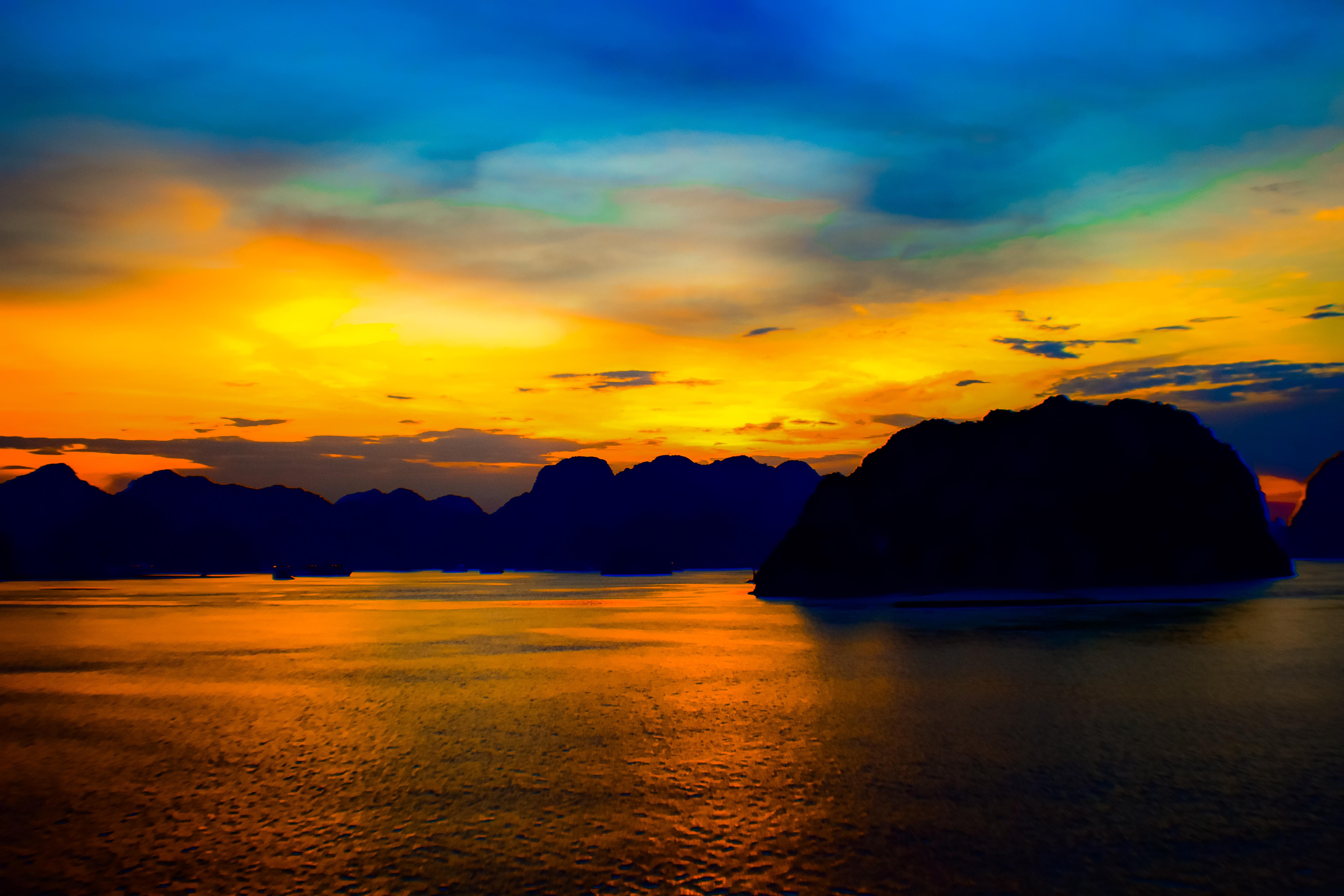 Sunset over Ha Long Bay